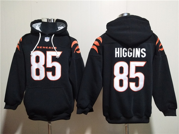 Men's Cincinnati Bengals #85 Tee Higgins Black Pullover Hoodie